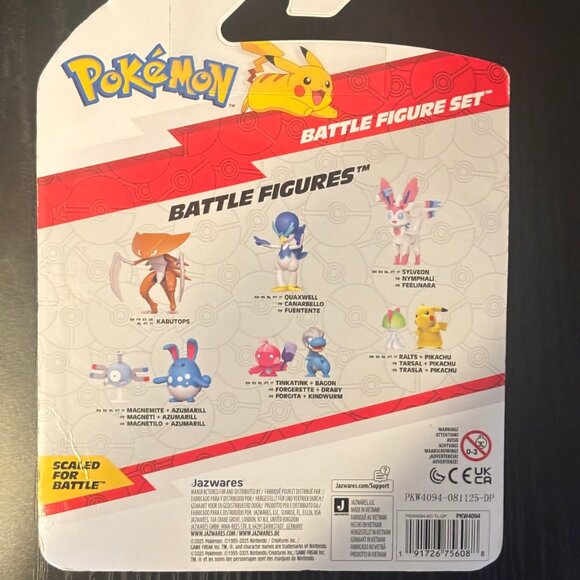 Pokemon Battle Figure Set Quaxwell Blitzle Kabuto 3-Pack Jazwares NIB Sealed - Picture 2 of 2